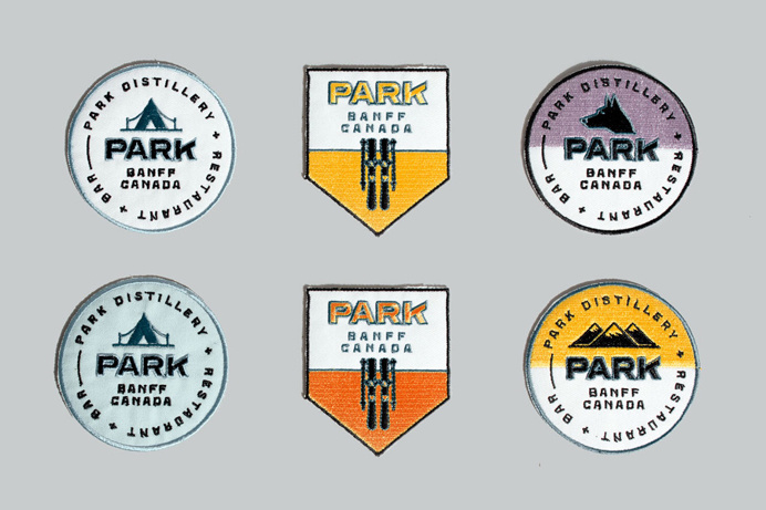Park Restaurant & Distillery, Glasfurd & Walker, Swiss, Color block, Minimal, Patches