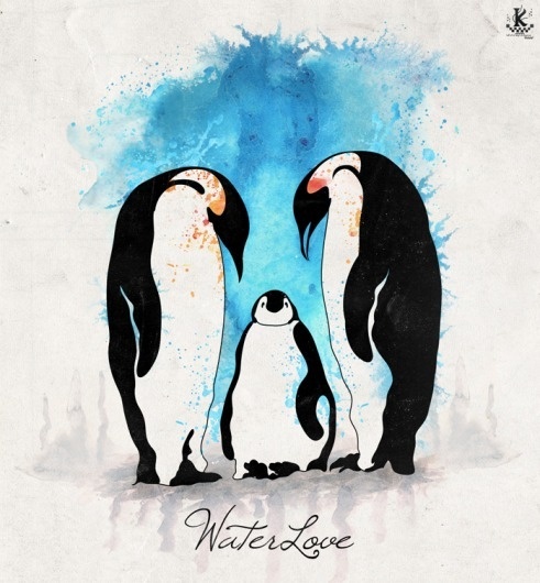 Waterlove by ~Amarelle07 on deviantART #penguins #adrian #media #amarelle07 #animals #mixed #watercolor #kotwicki