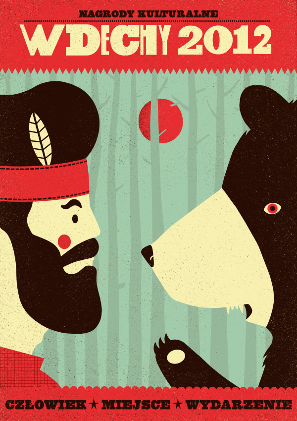 bear, woods, illustration, color