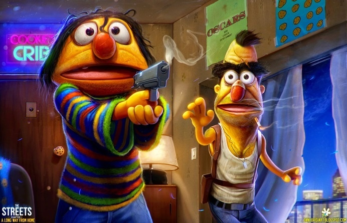 Phyco Ernie & Bert illustration by Dan Luvis #illustration #muppets
