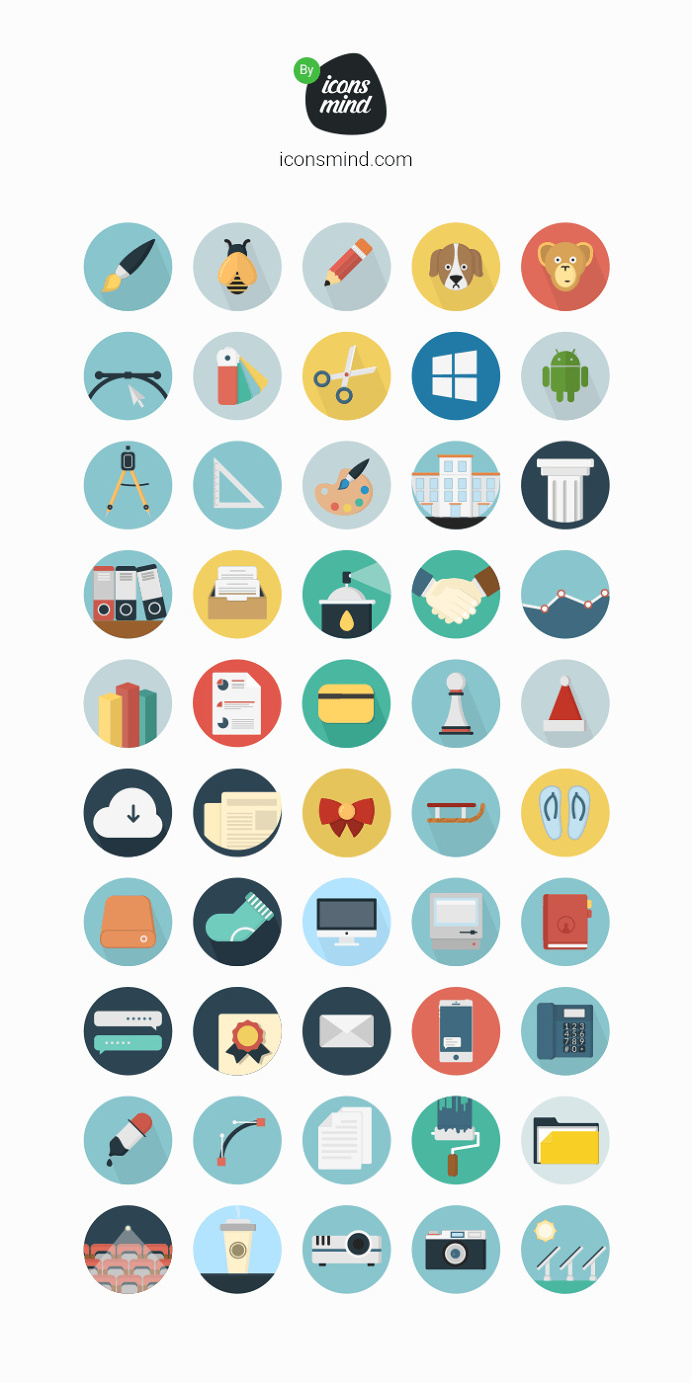 Free Flat Vintage Icon Set for Designer
