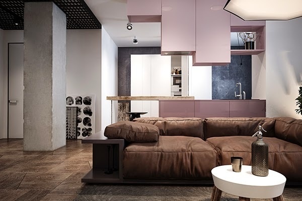 Pink: Minimalist Apartment in Kiev #design #interiors #living #hooooooomecom #ideas #room
