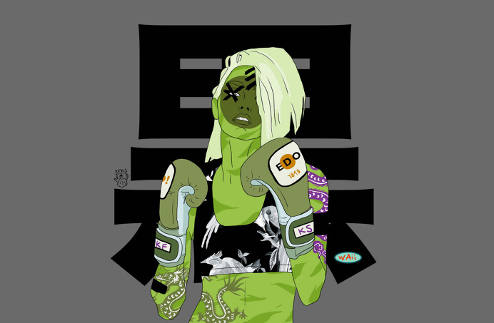 Illustration by Nastya KFKS #illustration #girl #bitch #green #box #black #poster #print #character #design