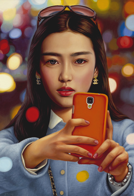 selfie oil on canvas