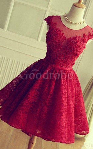 Robe fête de la rentrée informel avec zip avec manche courte ligne a en dentelle
