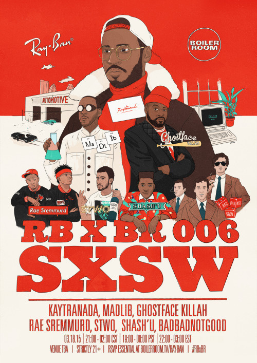 Mason | Boiler Room SxSW poster #boiler #ghostface #sxsw #illustraion #music #kaytranada #madlib #room