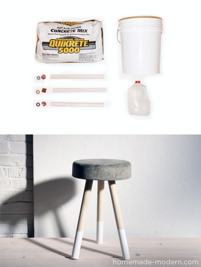 homemade-modern.com #DIY #concrete #stool