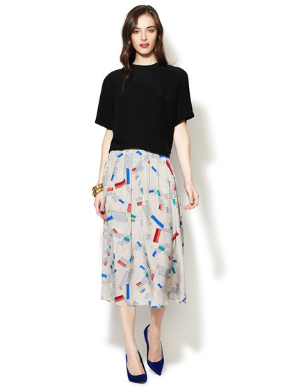 Geren Ford Colette Pleated Silk Skirt #fashion #skirt #gilt #pattern