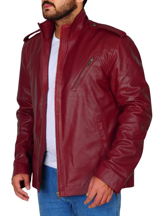 Men's Fashion Red Blood Slim Leather jacket With Awesome Look! Here topleatherjackets.com providing you Red Slim Fit Jacket for men's in Affordable Price. #MenFashion #LifeStyle #LeatherJacket #SlimFit