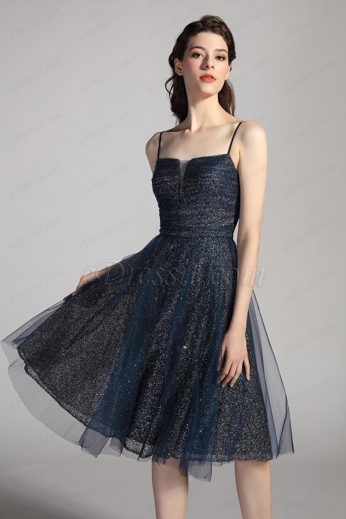 eDressit Spaghetti Shiny Blue Party Cocktail Evening Dress (04201005)