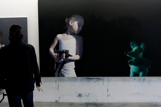 Gottfried Helnwein | WORKS | Mixed Media on Canvas | Helnwein working on #canvas #painting #art #installation