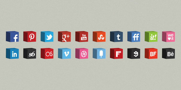 3D Cube Icons Set #social #icons #3d #cube