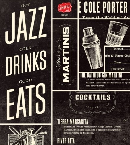 31_menucollage2-440x492.jpg (440×492) #martinis #seats #jazz #alcohol #shaker #gin #drinks #cocktails #typography
