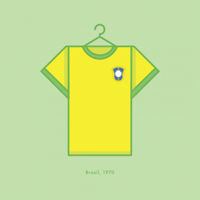 Brazil World Cup Winning Football Kit 1970 - Minimal Illustration by Lucas Jubb