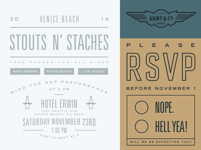 Stouts N' Staches Invite #simple #fun #graphic #clean