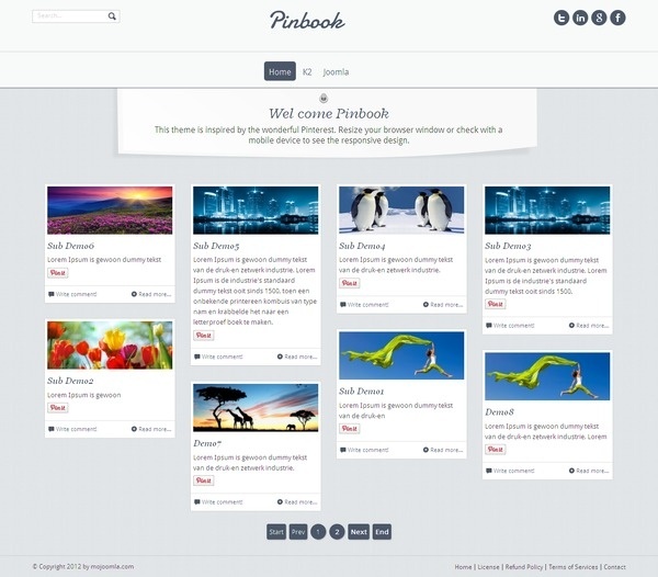 Pinterest type Joomla Template #responsive #pinterest #design #type #website #theme #25 #template #joomla #web