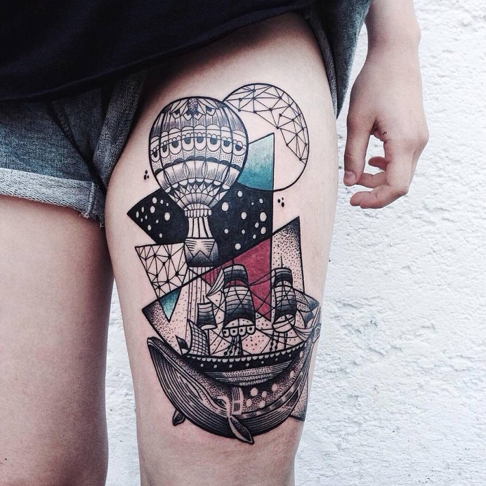 #tattoo #geometry #balloon #ship