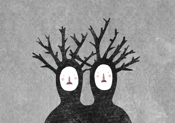 lidia lobato #symbiosis #illustration #couple #trees