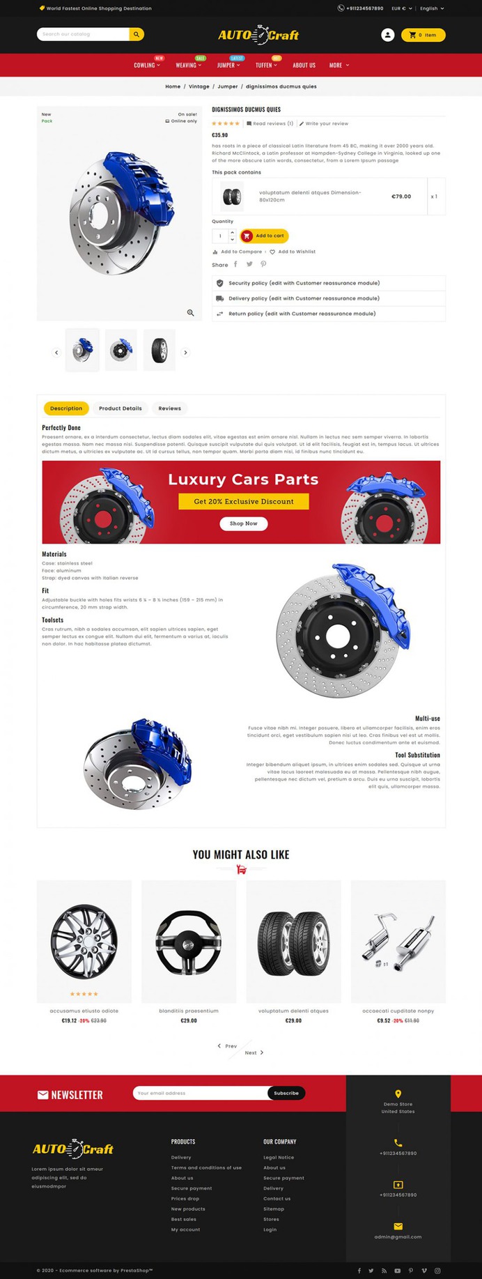 Auto Crafts - Parts & Equipment - Prestashop Responsive Theme | TemplateTrip