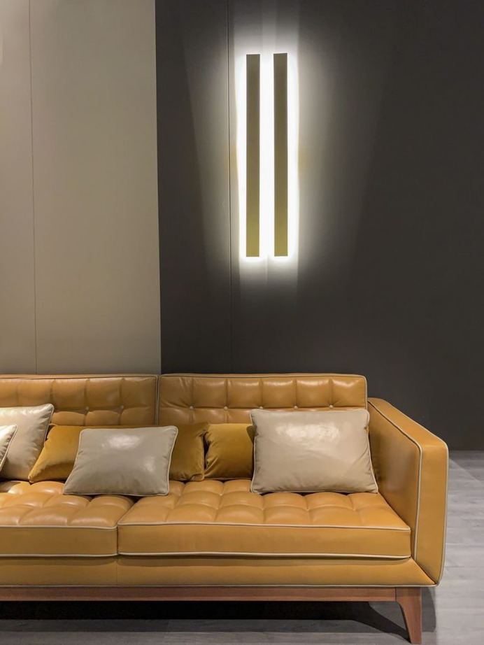 Yellow leather sofa