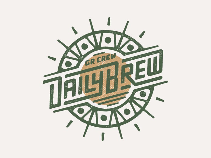 GR Crew Daily Brew Badge custom type logo running branding patch illustration texture run badge