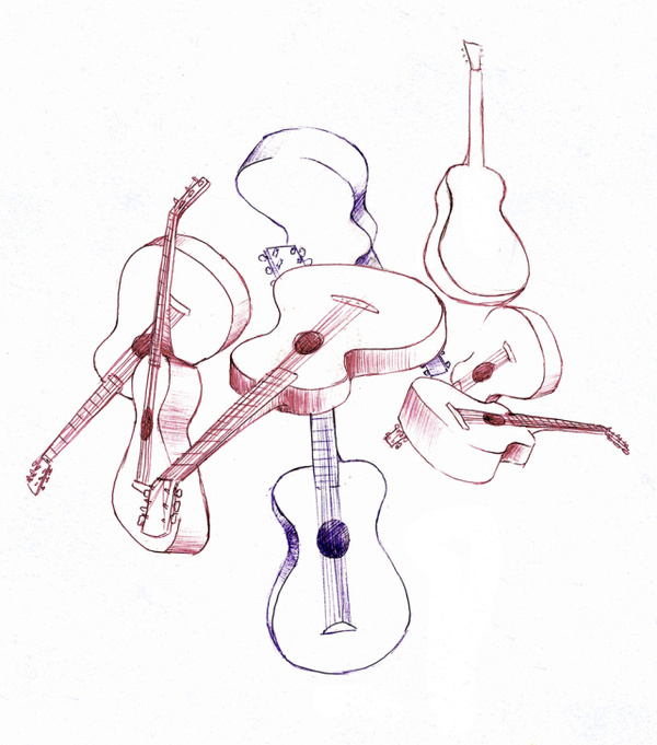 swing strings – illustration by Ryan Crane #guitar #illustration #ink #drawing