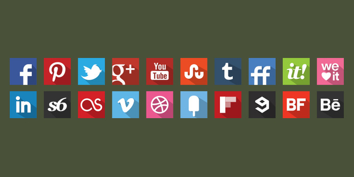 20 Free Flat Shadow Style Original Colour Icons #flat #web #icons #social