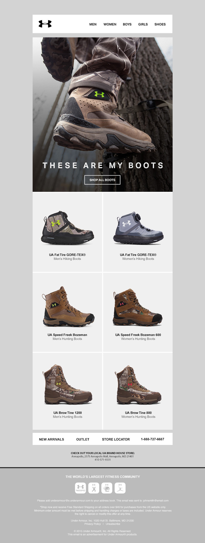 UA Boots Email by Matt Hodin