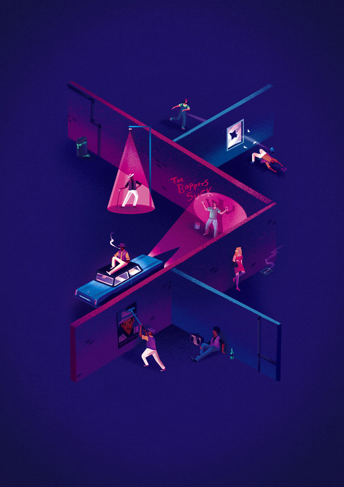 jack-hudson: The Boppers - (Inspired by the 80's movie cult classic The Warriors) Last night saw the opening of a new show curated by N #illustration