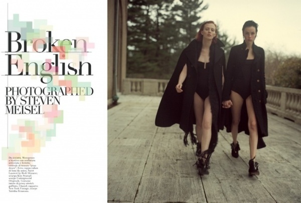 Beauty British models Edie Campbell and Karen Elson photographed by Steven Meisel and edited by Karl Templer for Vogue Italia. #fashion #photography #inspiration