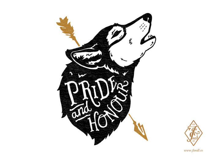 'Pride and Honour' design for F&L Co. #illustration #handdrawn #typographyÂ #wolf