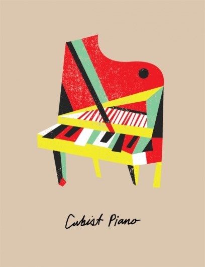 Picasso's Lost Instruments - bradwoodarddesign #music #illustration #cubist #piano