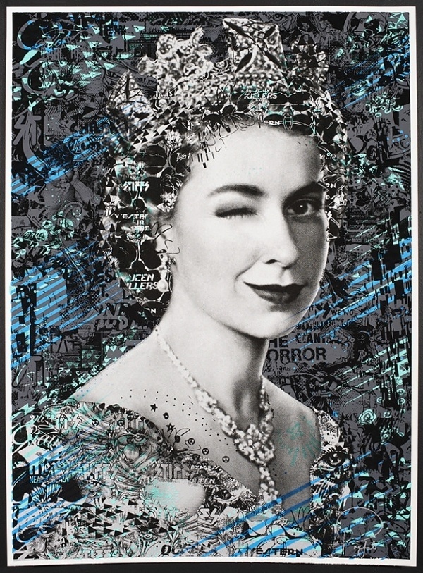 Let It Reign - Blue | Prefab77 #acrylic #prefab77 #screenprint #punked #up #spraypaint #collage