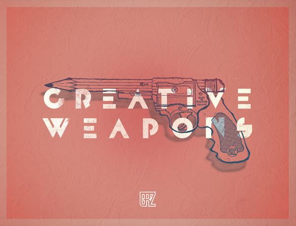 Creative Weapons on behance #line #grzunov #pistol #illustration #type #pencil