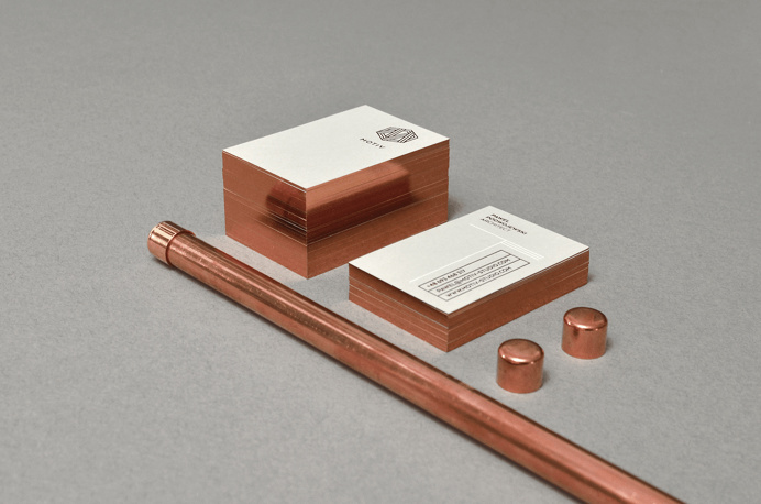 motiv studio design agency branding modern copper business card painted edges design inspiration designblog inspiration www.mindsparklemag.c