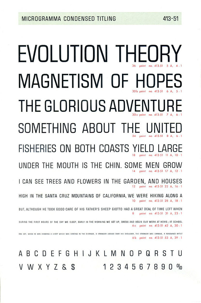 Microgramma Condensed Titling type specimen #type #specimen