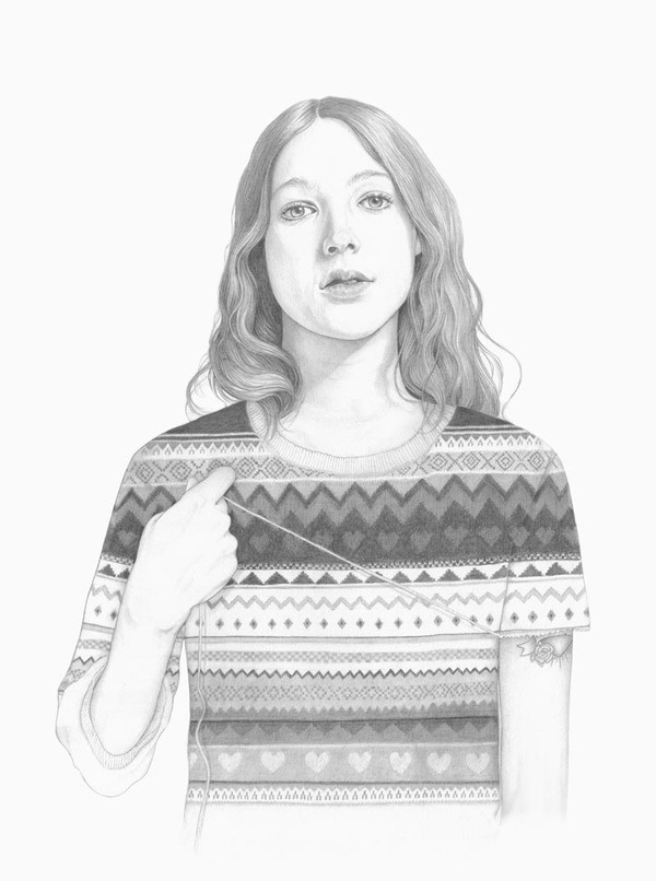 Unravel | Denise Nestor #drawing #girl #sweater