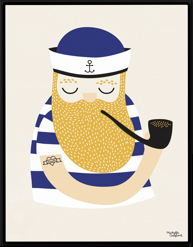 #nordic #design #graphic #illustration #danish #beard #simple #nordicliving #living #interior #kids #room #poster #sailor #maritime #stripes