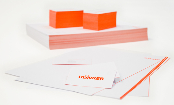 Blinker Filmproduktion #business #farbschnitt #orange #colored #stationery #cards #neon