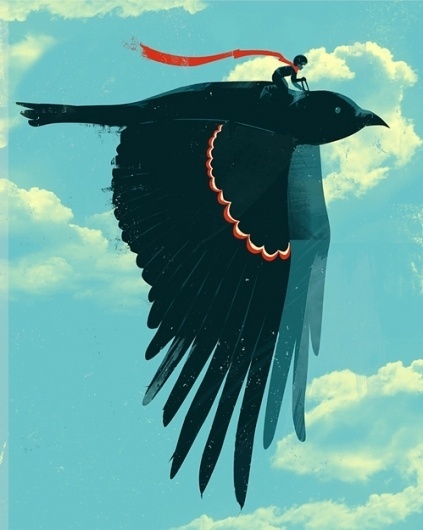 this isn't happiness™ (Jay Fleck), Peteski #flight #bird #flying #illustration #crow