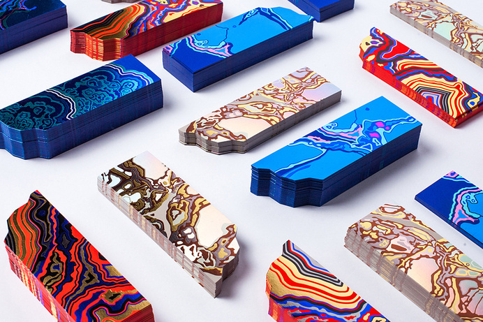 FIAC block foiled bookmark design by The Bakery featuring Arjowiggins Curious Matter papers and boards
