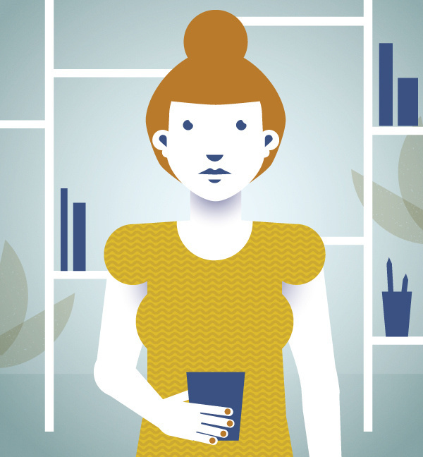 Self-portrait on Behance, Magda Azab #plants #yellow #illustration #portrait #vintage #tea #studio #art #blue