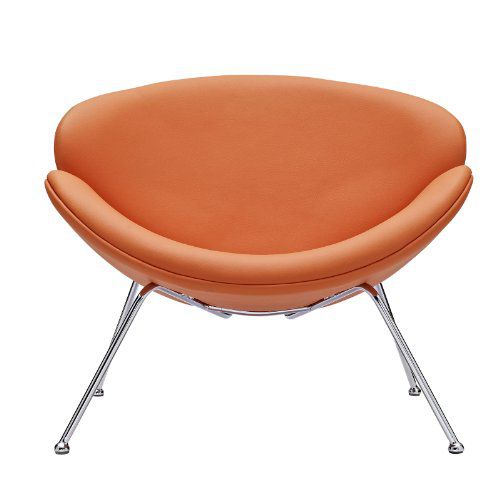 Orange Vinyl Accent Chair with Splayed Chrome Legs