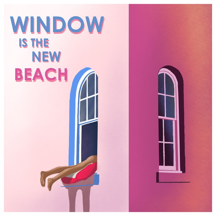 window is the new beach illustration quarantine apartment tanning