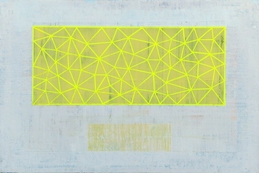flourescent+yellow+tri+grid+copy.jpg (image) #abstract #bina #dan #grid #triangles #painting #art #canvas