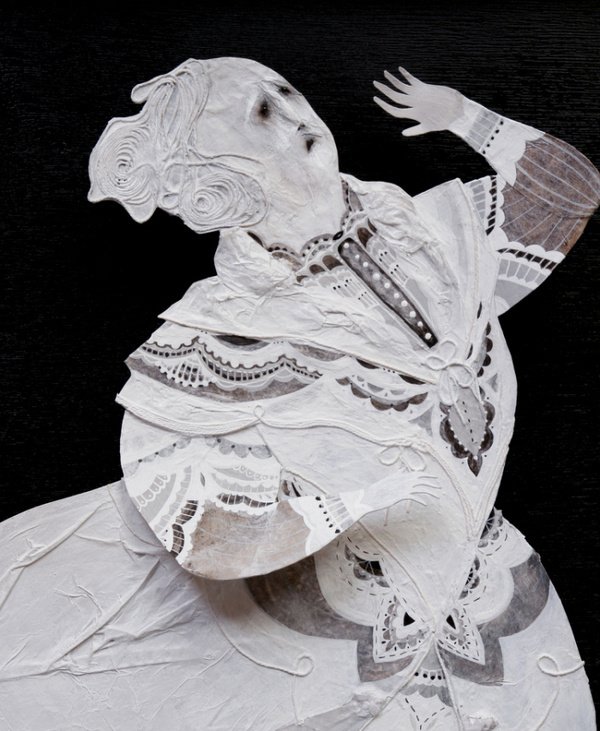 hysteric 1 detail 2 web #fear #illustration #expression #lace #paper #lady