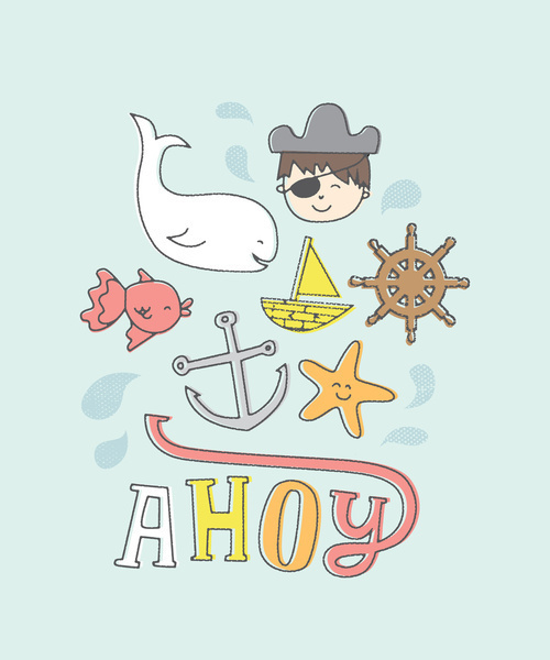 Ahoy! Art Print #whale #sea #boat #poster #nautical