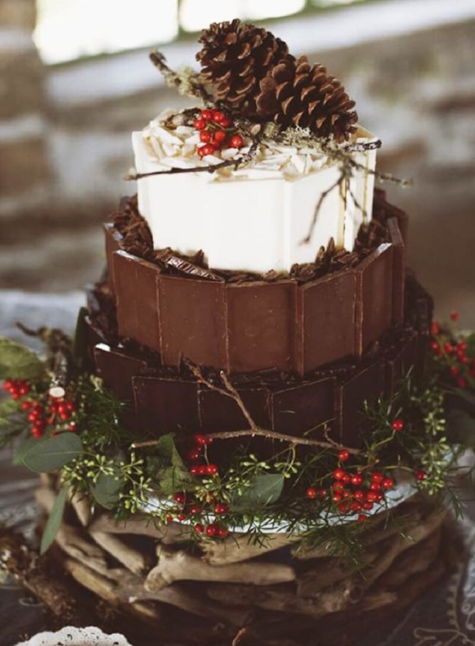 Forest Themed winter wedding Cake
