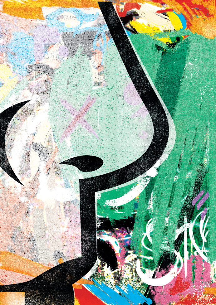 ...The more you #abstract #graffiti #illustration #bold #portrait #colour #print #black #outline #nose