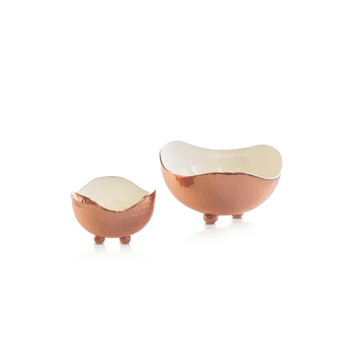 Copper And Cream Bowl With Curved Rim 19cm x 10cm